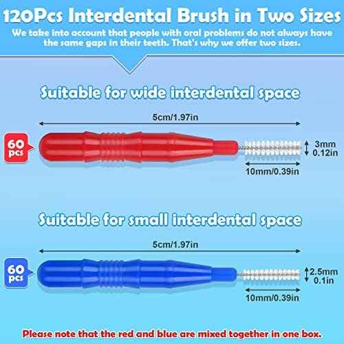 120Pcs Interdental Brushes 2 Sizes, 360¡Æ Bendable Soft Bristles Braces Brush Dental Brushes Between Teeth Gum Interdental Brushes for Gum Braces Oral Teeth Cleaning Tool