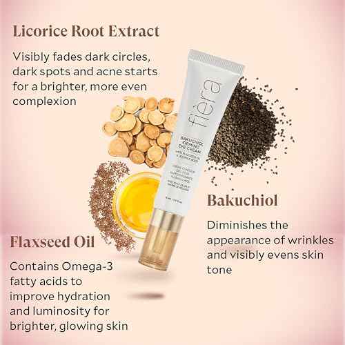 FI?RA Bakuchiol Firming Eye Cream - Designed Specifically For Mature Skin - Targets Wrinkles, Anti-Aging, Dark Spots, and Fine Lines - Hydrating and Rejuvenating Formula - 15 ML / 0.5 FL. OZ.