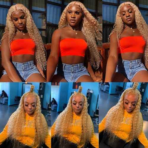 P27/613 Blonde Bundles Human Hair Water Wave Bundles 20 22 24 Inch Honey Blonde Bundle Human Hair Extensions Unprocessed Virgin Remy Hair 3 Bundle 50 Gram Per Bundle