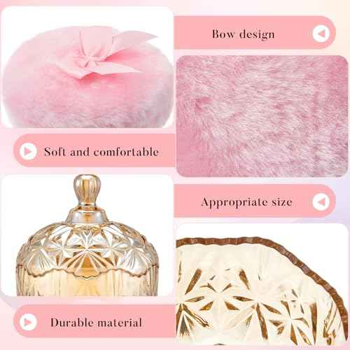 Tioncy 3 Pcs Large Body Powder Puff and Container Crystal Container Soft Washable Reusable Velour Face Body Glitter Wet Dry Makeup(Amber)