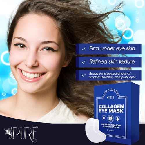 LA PURE 24k Gold Under Eye Mask for Dark Circles and Puffiness, Revitalizing & Non-Irritating Anti Aging Eye Patches with Hyaluronic Acid & Collagen - Dermatologically Tested - 15 Pairs Eye Gel Pads