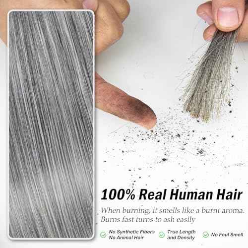 Salt and Pepper Wigs for Women, Wigs Human Hair Glueless Wear and Go Pre Plucked Pre Cut 5x5 Grey Bob Wigs Human Hair 210% Density 12A Brazilian Virgin Hair Lace Front Closure Wig 12 Inch
