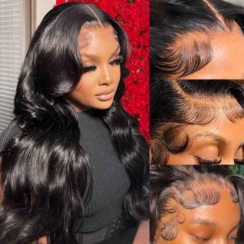 Body Wave Lace Front Wigs Human Hair 13x4 HD Transparent Lace Front Wigs Human Hair Pre Plucked 180 Density Brazilian Virgin Human Hair Glueless Wig for Women Natural Hairline 20 Inch