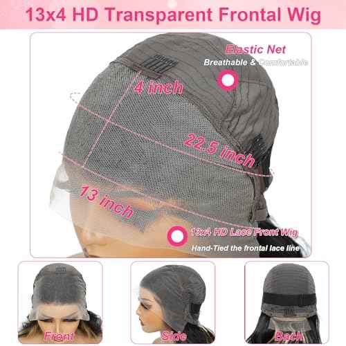 FB/27 Highlight Balayage Wig Human Hair 13x4 HD Lace Front Wigs Body Wave 1B/27 Ash Blonde Omber Glueless Wig Pre Plucked With Baby Hair 180% Density 24 Inch