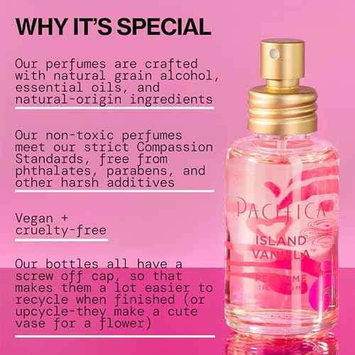 Pacifica Island Vanilla Perfume ? Clean Vanilla Fragrance for Women - Warm Tropical Aroma - Long-Lasting Clean Beauty Non Toxic Scent, Vegan & Cruelty-Free, 1 oz Travel-Friendly Spray
