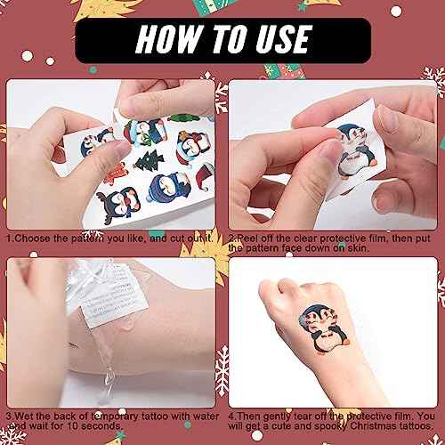 216 Styles Christmas Party Favors, 20 Sheets Christmas Decoration Christmas Luminous Tattoos Temporary, Glitter Tattoos Christmas Treats Christmas Party Favors Stocking Stuffers for Kids, Teenage Girl