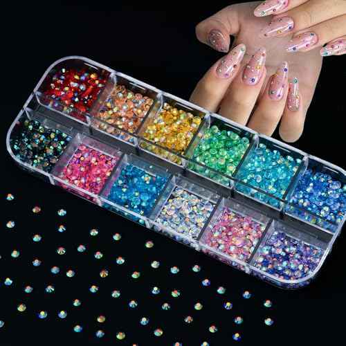 8 Boxes 3D Nail Charms and Gems Bulk Cute Charms for Nails Design kit Bling Crystals Rhinestones Colorful Flower Pearls Star Bows Accessories
