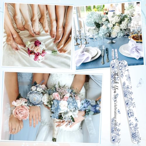 Lasnten 50 Pcs Wedding Bridal Shower Party Favors Chinoiserie Floral Nail Files Bulk Thank You for Celebrating with Us Double Sided Emery Boards for Guests Bridesmaid Bachelorette Baby Shower Party