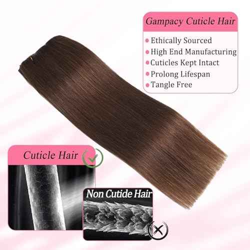 Clip in Hair Extensions Real Human Hair, Seamless Clip ins Real Human Hair for Women, Remy Human Hair Clip in Extensions, Double Weft 8pcs 24 inch Chocolate Brown