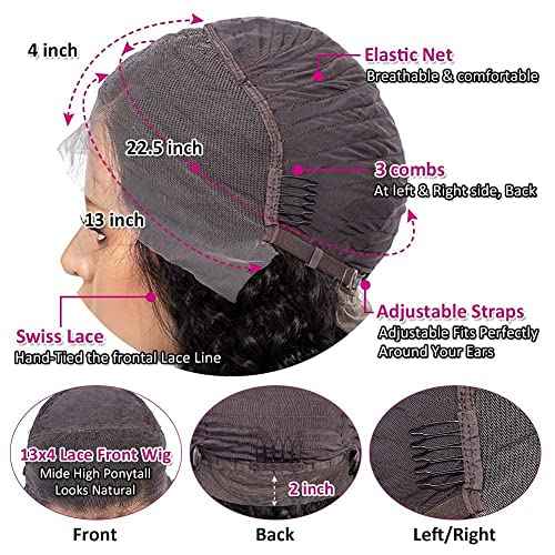 13x4 Chocolate Brown Deep Wave Transparent Lace Front Wigs Human Hair Wet and Wavy Wigs for Black Women Brazilian Deep Curly Wave Lace Frontal Wigs Pre Plucked with Baby Hair 180% Density (26 Inch)
