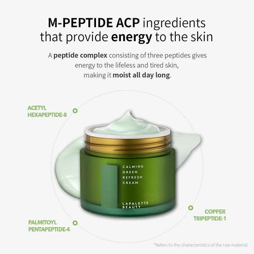 lapalette Calming Green Refresh Cream | Green tea | Hydrating for trouble and sensitive skin | Vegan Sticky-Free, Cruelty-Free, Paraben-Free | K-beauty 60ml/2.02 fl.oz.