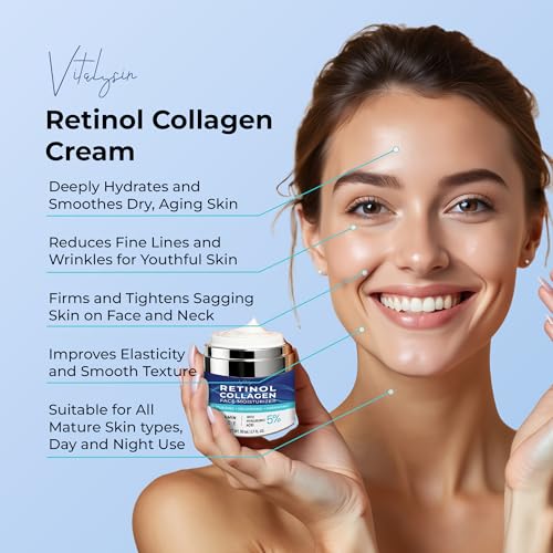 Face Moisturizer for Aging Skin: Wrinkle Cream for Older Women and Men 50 and 60 plus with Retinol, Collagen and Hyaluronic Acid ? Facial Moisturizer for Mature Skin, 1.7 fl. Oz (Medium, Unscented)