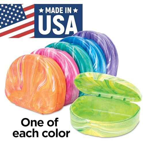 Practicon Brights Marble Retainer Cases, Clear Aligner Case, Dental Orthodontic Retainer Boxes, Mouth Guard Holder, 6 Pack