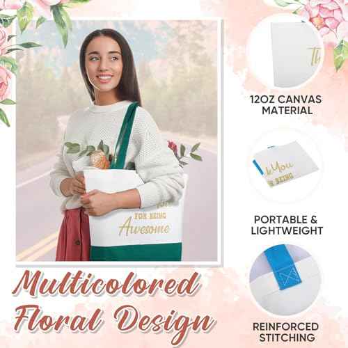 Clysee 24 Pcs Thank You Gifts Bulk for Women Inspirational Teacher Tote Bags Appreciation Canvas Makeup Bags Thank You Being Awesome Bag Christian Gifts for Teacher Nurse Graduation Coworker