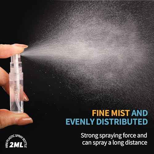 Fandamei Mini Spray Bottle, 60PCS 2ml Mini Clear Plastic Spray Bottle Empty, Fine Mist Refillable Mini Perfume Bottle. Small Empty Sample Containers Bottle. 2ml, 60 Pack, Clear, FANL-093