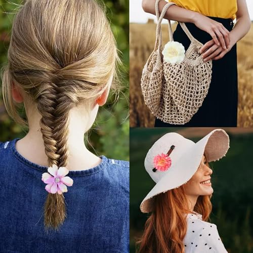 23 PCS Flower Hair Clip for Women Pink Purple Floral Hair Barrettes for Girls Rose Bride Barre Hair Accessories for Wedding