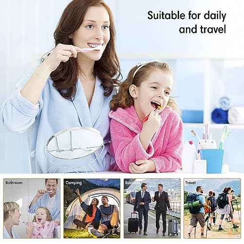 BALUCA 3 PCS Travel Toothbrush Head Covers Caps, Tooth Brush Protector Case Wall Mounted Hanging Rack Organizer for Travel, Camping, Bathroom, School, Business (White)