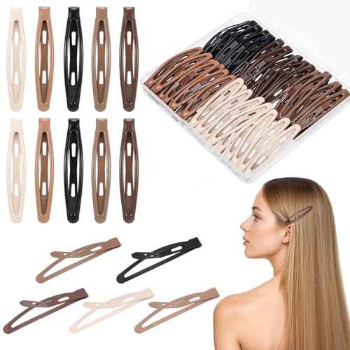 obeoby 40 Pcs 5 Colors Metal Snap Hair Clips, 2.36 Inch Hair Barrettes Accessories for Women Girls