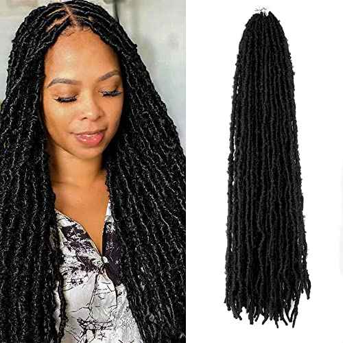 BOHOBABE 24 Inch Light Weight Butterfly Locs Crochet Hair 8 Packs Long Black Distressed Butterfly Faux Locs Crochet Hair, 1B