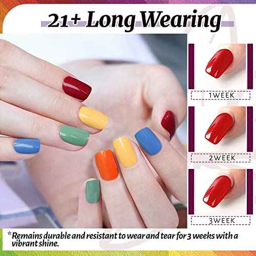 JEWHITENY 45 PCS Gel Nail Kit with 42 Colors Nail Polish Set Green Blue Red Pink Collection Gifts for Women