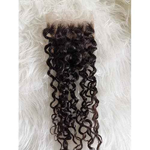 Clytie 4x4 Raw Indian Curly One Donor Human Hair Lace Closure Medium Brown Lace Cuticle Aligned Unprocessed Remy Virgin Hair Piece (4x4 14" closure)