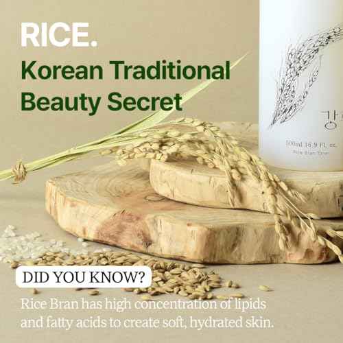 Gentle Rice Bran Toner Korean for Face (Tone, Rejuvenate & Moisturize) - Hydrating Vegan with Hyaluronic Acid - Rice Bran Extract (16.9 Fl oz)