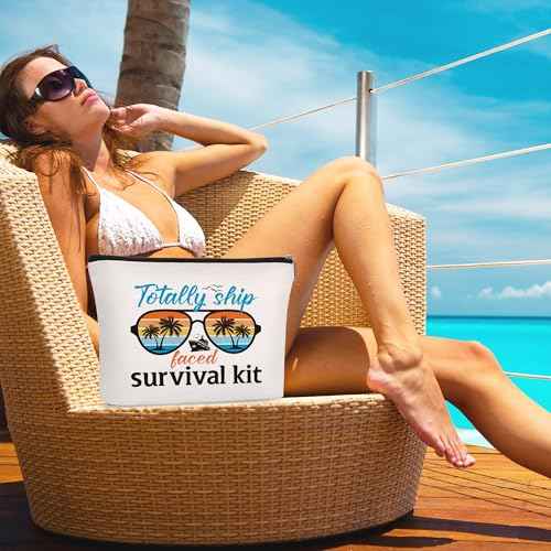 Cruise Makeup Bag Gifts - 4Pcs Cruise Ship Essentials Cruise Survival Kit Bags Cruise Cosmetic Bag for Women Girl Best Friend Travel Beach Accessories