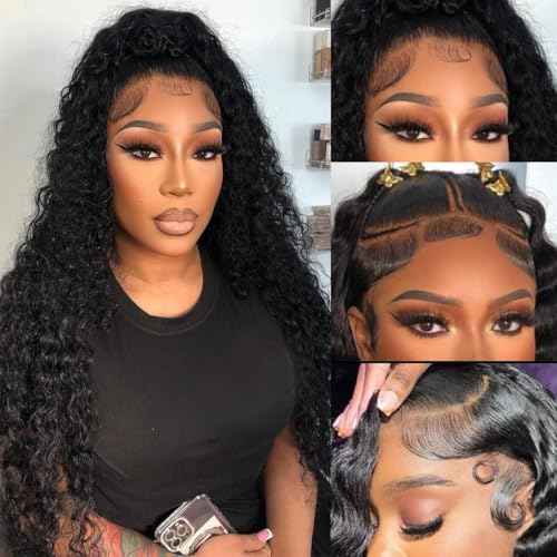 Durya Deep Wave Lace Front Wigs Human Hair 220% Density 13x4 HD Transparent Lace Deep Wave Frontal Wigs Human Hair Wig 22 Inch Deep Wave Wig Human Hair for Women