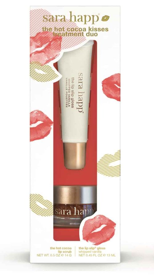 Sara Happ Hot Cocoa Kisses Treatment Duo, Lip Scrub & Gloss, Unisex Exfoliating Set, 2 Count, Lip Care & Conditioning, for Lips