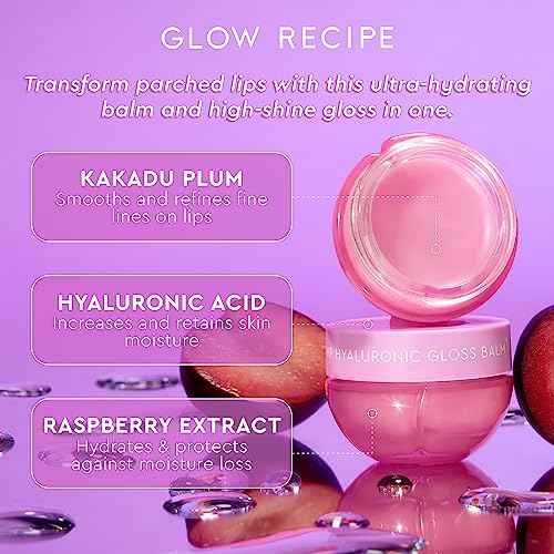 Glow Recipe Plum Hydration Heroes Holiday Kit - Plum Plump Hyaluronic Acid Cream (50ml) & Ultra Moisturizing Gloss Balm (15ml) - Hydrate, Plump, and Balance Dry Skin & Parched Lips - Vegan Set (2-Pc)