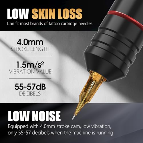 Ambition Ninja Pro Tattoo Machine with Coreless Motor - Rotary Cartridge Tattoo Pen with 2000mAh Power Supply for Professionals and Beginners Tattoo Artists
