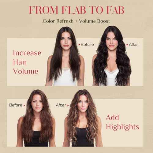Rich Choices Real Human Hair Clip In Extensions-6 Pcs Single Clip Design-Invisible Clip in Extensions for Thin Hair-Hairpieces for Women/Men-22 Inches #2RP6 Chocolate Brown Highlight Light Brown