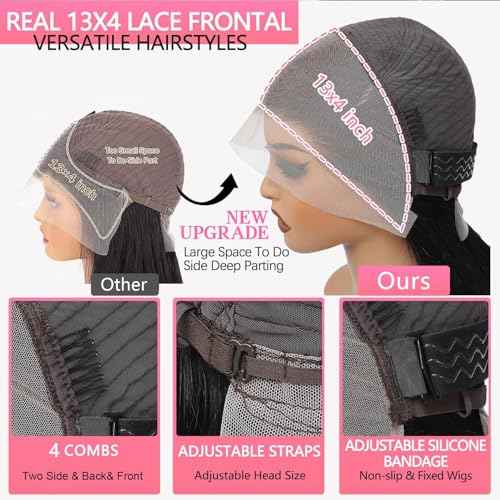 Caijuxing Bob Wig Human Hair 13x4 Straight Hd Lace Front Wigs with Baby Hair 180% Density Glueless Wigs Human Hair Pre Plucked Short Bob Wigs for Women (14 Inch)