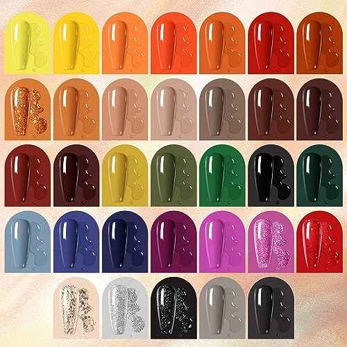 Born Pretty Fall Winter Gel Nail Polish Set Autumn Gel Polish Orange Pumpkin Cozy Campfire Brown Caramel Burgundy Wine Red Green Coffee Gel Nail Polish Fall Colors Collection 39PCS
