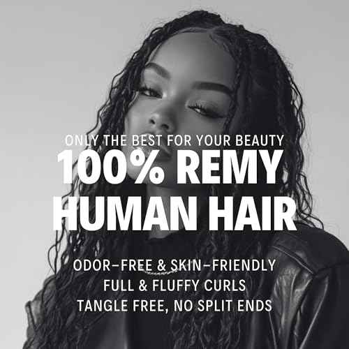 Human Braiding Hair, Pre-Divided Boho Braids Human Hair, Deep Wave Bulk Bohemian Hair Extensions for Braiding Knotless Wet and Wavy, 22 Inch, 3.5oz, Natural Color