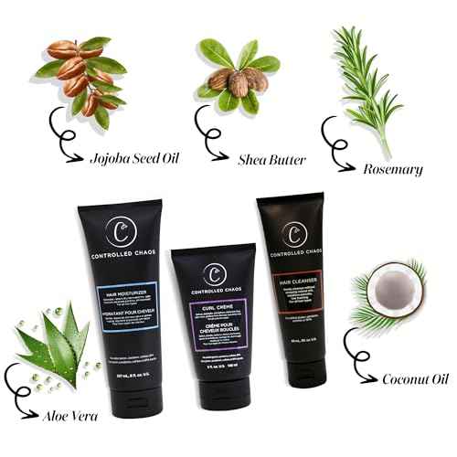 Controlled Chaos Hair Care Set for Curly Hair - 3 Pack Including Shampoo, Conditioner, Curl Defining Cream to Control Frizz & Nourish All Hair Types