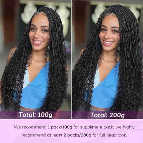 IDN BEAUTY Pre Divided Human Braiding for Boho Braids Hair Extensions, 22 Inch 100g Natrual Black Deep Wave Human Hair for Braiding Bohemian No Weft 12A Virgin Brazilian Wet and Wavy