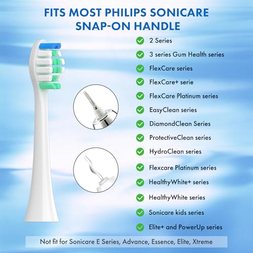 Replacement Toothbrush Heads Compatible with Philips Sonicare£º10 Pack Soft Replacement Electric Brush Head for 4100 5100 6100 HX9023/65 W Optimal Plaque Control Snap-on System