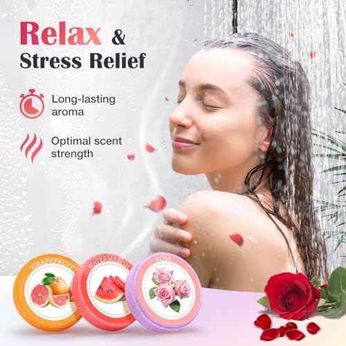 Shower Steamers Aromatherapy, Birthday Gifts for Women Teen Girls Mom, Christmas Stocking Stuffers White Elephant Gifts for Adults, Natural Essential Oil SPA Self Care Shower Bombs (8 Pack)
