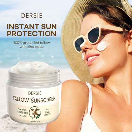 Tallow Sunscreen & Tallow Balm Set: 100% Grass-Fed Beef Tallow Sunscreen Balm with Zinc Oxide + Whipped Tallow Moisturizer ? Daily Sun Protection & Deep Hydration for Sensitive Skin, Face & Body