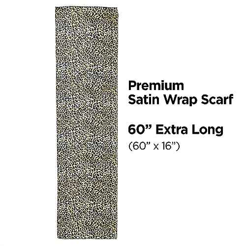 KISS COLORS & CARE Soft Satin Wrap Scarf - Leopard Print, Multi-Purpose, Soft Premium Scarf For Minimizing Frizz, Preventing Breakage & Securing Hair Styles, Wigs & Weaves For All Hair Styles