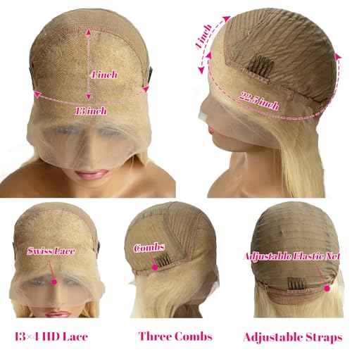 Belaved Blonde Bob Wigs Human Hair 13x4 Lace Front Pre Plucked 613 Blonde HD Frontal Lace Wig Glueless Wigs 180% Straight Density Short Bob Wigs for Black Women 8Inch