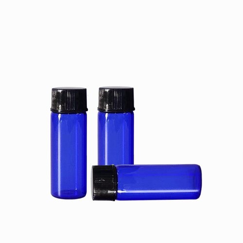 PYAWI 36Pcs Cobalt Blue Glass Bottles For Essential oils 5ml, Empty Refillable Vials Sample Bottles, with Orifice Reducers and Black Caps ﻿ (5ml)