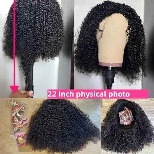 Curly Half Wig Human Hair Glueless Wigs Human Hair 200% Density Upgrade 3 IN 1 Headband Wig Seamless Flip Drawstring Wig Human Hair Wear and Go Beginner Friendly for Women 20 Inch
