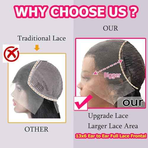 Deep Wave Lace Front Wigs - 13x6 HD Transparent Lace Frontal Wig for Black Women - 100% Real Curly Human Hair - Pre Plucked with Baby Hair - 180% Density (Black, 24 inch)