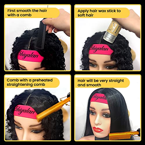 Hot Comb Set 7Pcs, Electric Hair Straightener Pressing Comb for Black Hair, Hot Comb Set with Wig Wax Stick, Lace Band, Rat Tail Comb £¦Salon Clips