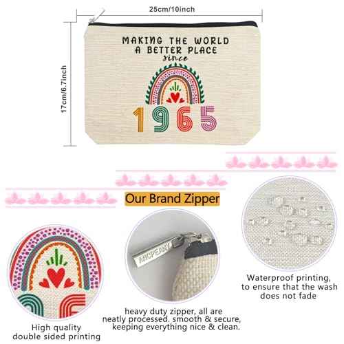 ancpeany Happy 60th Birthday Gifts for Women Makeup Bag, Funny 1965 60 Year Old Birthday Decorations Gift Ideas for Grandma, Mom, Her, Wife, Sister, Aunt, Small Cosmetic Travel Bags for Mothers Day
