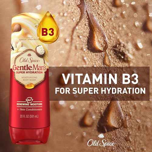 Old Spice Body Wash GentleMan¡¯s Super Hydration for Men, 24/7 Renewing Moisture, Gentle on Skin with Skin Conditioners, Vanilla + Shea Butter Scent, 20 oz (Pack of 4)