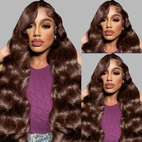 24 Inch Chocolate Brown Lace Front Wig Human Hair 200 Density Body Wave 13x6 Hd Lace Front Wigs Human Hair Pre Plucked Brown Human Hair Wigs for Women