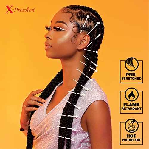 Sensationnel X-pression prestretched braiding hair - 6x braid 58 inch all kanekalon flame retardant synthetic braid for box braids and twists (27 HONEYBLONDE)